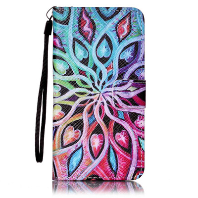 

Flower Design PU Leather Flip Cover Wallet Card Holder Case for SAMSUNG J510