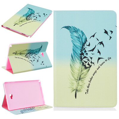 

Feathers and birds Style Embossing Classic Flip Cover with Stand Function and Credit Card Slot for SAMSUNG GALAXY Tab A 10.1 P580