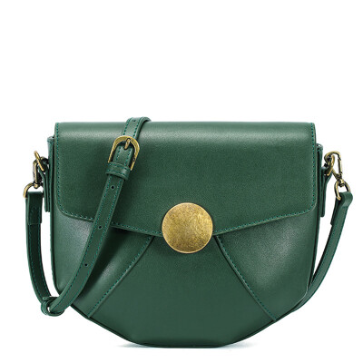 

Yiman (INMAN) fashion saddle bag leather Messenger bag retro casual shoulder bag handbag splicing Messenger bag 6871030027 dark green