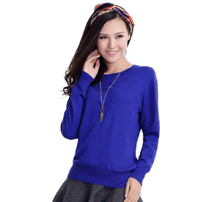 

MAZOE simple multi-color short section round collar wild knit bottom sweater M3028 light blue L
