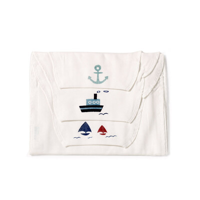 

Cotton age PurCotton baby sweat towel washed gauze sweat towel sweat towel 25 50cm 3 bag anchor ship sailing