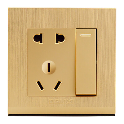 

Germany West (DELIXI) switch socket panel USB five-hole socket drawing gold series