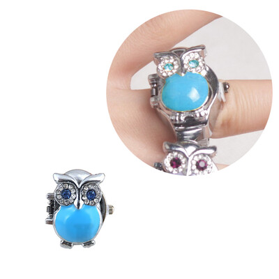 

Fashion Jewelry Silver Plated Creative Retro Owl Finger Clamshell Ring Watch Womens Watches Gift New 240177