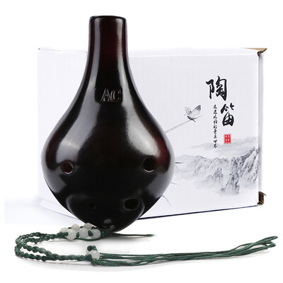 

Acacia LOVEBIRD 6 hole Pottery smoked long mouth AC tune six holes ac magnetic flute beginner with textbook lanyard XS2028 coffee