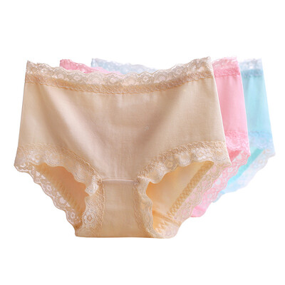 

Beautiful&elegant 4 ladies underwear sexy comfortable waist lace cotton crotch underwear skin green gray light yellow XL