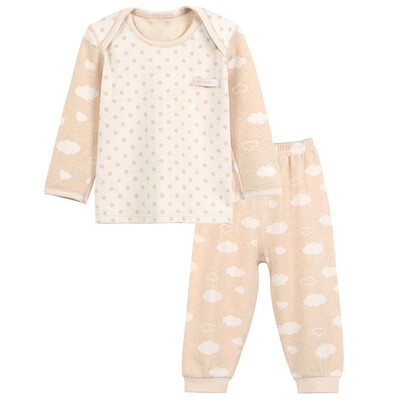 

Xin Song baby jacquard color cotton envelope collar suit newborn spring&autumn color cotton underwear shirt pants suit shallow card its cloud wave point C295D66