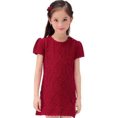 

Xin Song girl fashion rhombic short-sleeved sweater dress spring&autumn winter sweater khaki color C309A 14064