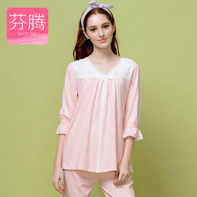 

[Jingdong supermarket] Fenteng Fenteng pajamas women spring floral seven-point sleeve sets of home clothing set J9613425