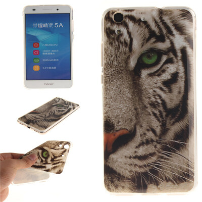 

White Tiger Pattern Soft Thin TPU Rubber Silicone Gel Case Cover for HUAWEI Honor 5AY6 II
