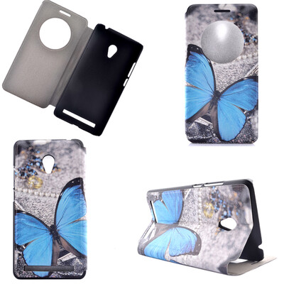 

Blue Butterfly Design Кожа PU откидной крышки Кошелек для карты памяти Чехол для Asus Zenfone 6