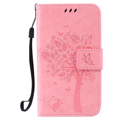 

Pink Tree Design PU Leather Flip Cover Wallet Card Holder Case for SAMSUNG J120