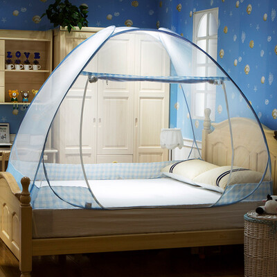 

Yingxin textile-free installation of yurts Bottom mosquito net Mosquito net folding bed magic bed British style - Blue 18 m bed