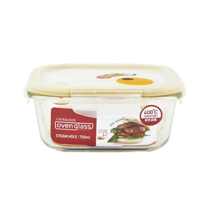

Loctite buckle with steam hole glass crisper microwave oven lunch box glass bowl sealed lunch box lunch box can be used for dumpling box refrigerator storage LLG224T 750ml