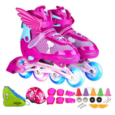 

[Jingdong Supermarket] Snoopy SNOOPY children's skates set all flashing ice skating wheel skates rose red S code ET667