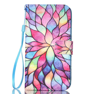 

Colorful Flowers Design PU Leather Flip Cover Wallet Card Holder Case for LG K10
