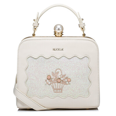 

New York Lan NUCELLE handbags tide Korean version of the wild Messenger Messenger personalized fashion atmosphere shoulder bag small square package 033 pearl white
