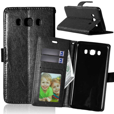 

Black Style Classic Flip Cover with Stand Function and Credit Card Slot for Samsung GALAXY J7 2016/J710