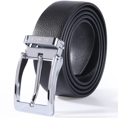 

Red Valley HONGU Men's Belt Casual Cowhide Buckle Crochet Men's Belt Gift Box H23204372 Deep Coffee Yaguang