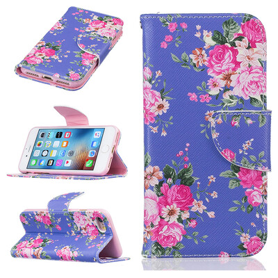 

Purple flowers Design PU Leather Flip Cover Wallet Card Holder Case for IPHONE 7