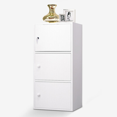 

【Jingdong Supermarket】 Jia Le Ming goods locker with lock three-storey with door cabinet with lock office cabinet bucket cabinet storage cabinet book cabinet - warm white A392