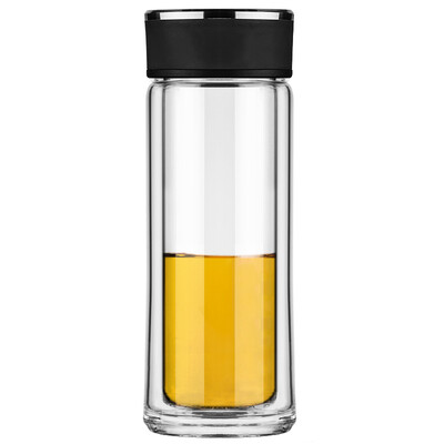 

Jingdong supermarket] Vientiane (WANXIANG) V25 350ML double heat-resistant creative glass stainless steel cup cover business men and women fashion portable tea cup Knight black