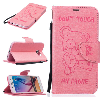 

Pink Bear Embossed PU Leather Wallet Case Classic Flip Cover with Stand Function and Credit Card Slot for SAMSUNG GALAXY S6