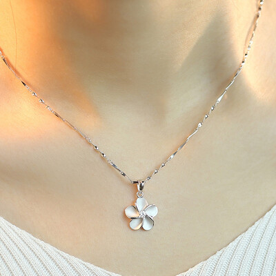 

JPF flower chain 925 silver jewelry necklace female pendant short clavicle Korean fashion small fresh 4077