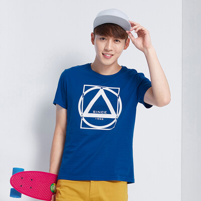 

Semir short body T-shirt short-sleeved T-shirt summer men's semi-sleeved round neck trend cotton 19216001903 ocean blue XL