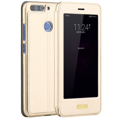 

Freeson Glory V9 Leather Sleeve Window Sleeping Case Huawei Glory V9 Phone Case Gold