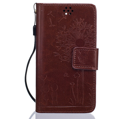 

Brown Lovers and Dandelion Style Embossing Classic Flip Cover with Stand Function and Credit Card Slot for SONY Xperia M4 Aqua