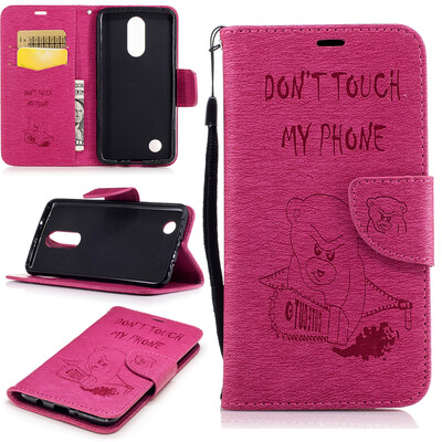 

Rose Bear Style Embossing Classic Flip Cover with Stand Function and Credit Card Slot for LG K8 2017