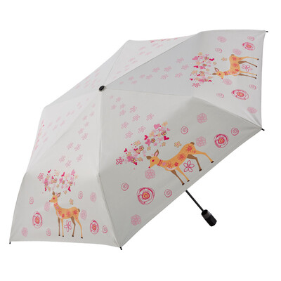 

Heaven umbrella umbrella three fold inlaid 6 bone double saddle skeleton ultra-light all shade black rubber sunscreen 53cm × 6K 30222EJC smart deer 3