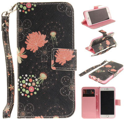 

Colorful flowers Design PU Leather Flip Cover Wallet Card Holder Case for IPHONE 6 Plus/6S Plus