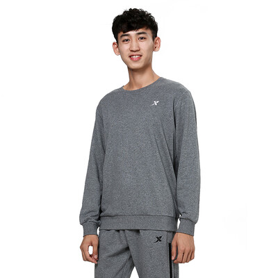 

(XTEP) Мужская свитера спортивная рубашка случайная мода с длинными рукавами Футболка воротник вокруг шеи спортивная одежда 884429059141 цветок серый M