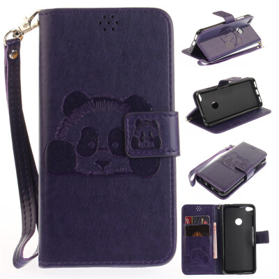 

Purple Panda Style Embossing Classic Flip Cover with Stand Function and Credit Card Slot for Huawei P8 Lite 2017