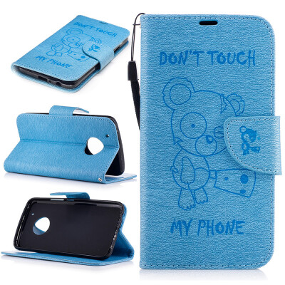 

Light blue Bear Style Embossing Classic Flip Cover with Stand Function and Credit Card Slot for Motorola Moto G5 Plus