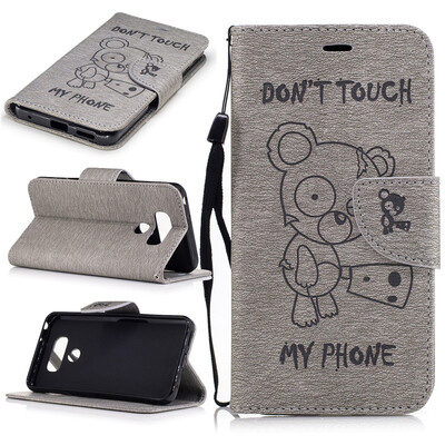 

Gray Bear Style Embossing Classic Flip Cover with Stand Function and Credit Card Slot for LG G6
