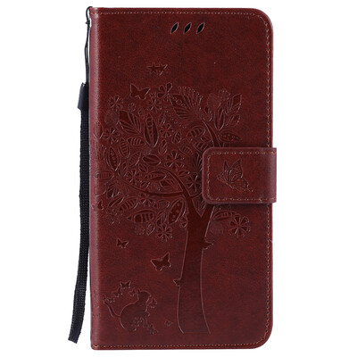 

Brown Tree Design PU Leather Flip Cover Wallet Card Holder Case for SAMSUNG C5