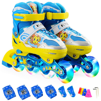 

Lok Enpex детские коньки восемь раундов полноформатных колесных коньков мультфильм игрушки роликовые коньки MS170 желтый S код
