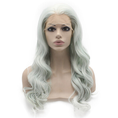 

Iwona Synthetic Hair Lace Front Long Wavy Light Blue Wig