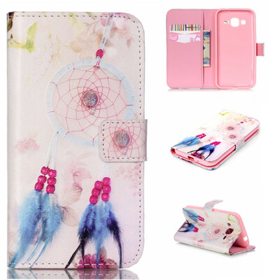 

Plumes and chimes Design PU Leather Flip Cover Wallet Card Holder Case for SAMSUNG GALAXY J2