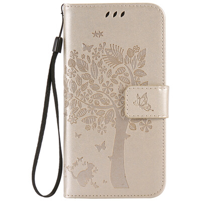 

Gold Tree Design Кожа PU флип крышки Кошелек Карты Держатель чехол для HUAWEI Y6