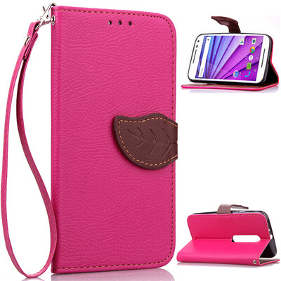 

Pink Design PU Leather Flip Cover Wallet Card Holder Case for Moto X PlayXT1561