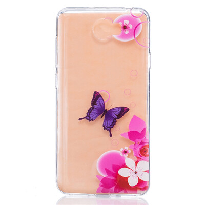 

Pink Butterfly Pattern Soft Thin TPU Rubber Silicone Gel Case Cover for HUAWEI Y5 II