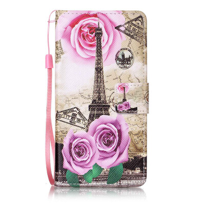 

Flower Tower Design PU Leather Flip Cover Wallet Card Holder Case for Huawei Honor 7
