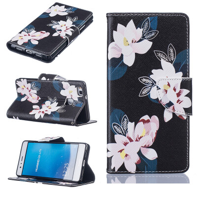 

Black lily Design PU Leather Flip Cover Wallet Card Holder Case for HUAWEI P9 LITE