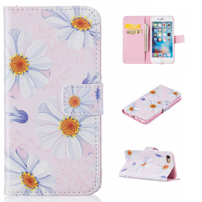

Pink Flower Design PU Leather Flip Cover Wallet Card Holder Case for IPHONE 7
