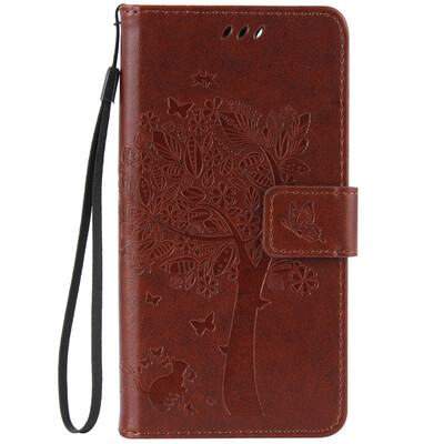 

Brown Tree Design PU Leather Flip Cover Wallet Card Holder Case for WIKO LENNY 3
