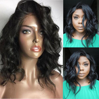 

130 Density Short Bob Wavy Human Hair Wigs For Black Women 100% Brazilian Wavy Lace Front Wig