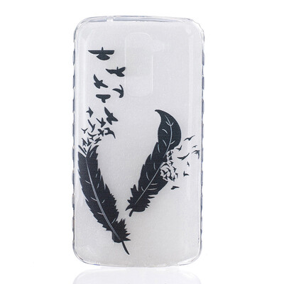 

Two feathers Pattern Soft Thin TPU Rubber Silicone Gel Case Cover for LG K10